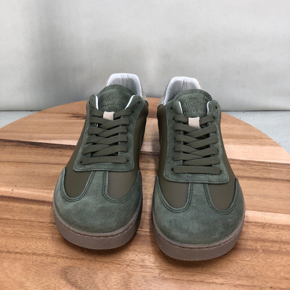 Groundies Universe Olive Green Barefoot Sneakers Leather Suede Womens Size 7 - Picture 2 of 8